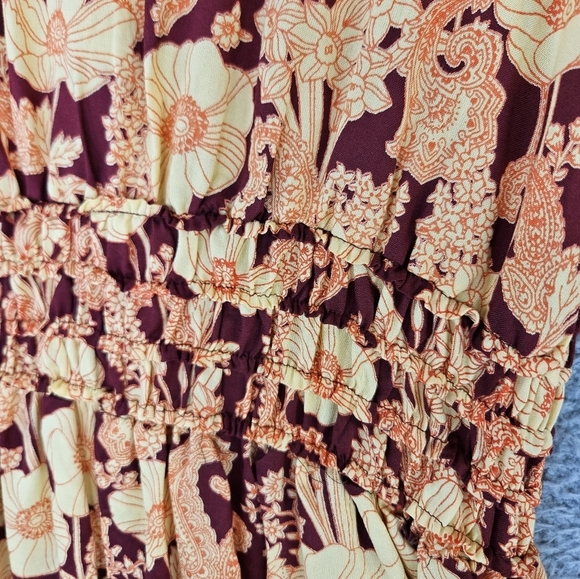 Nostalgia Womens Mixed Floral Boho Dress Sz L Mini Beachy Vacation - Picture 13 of 13